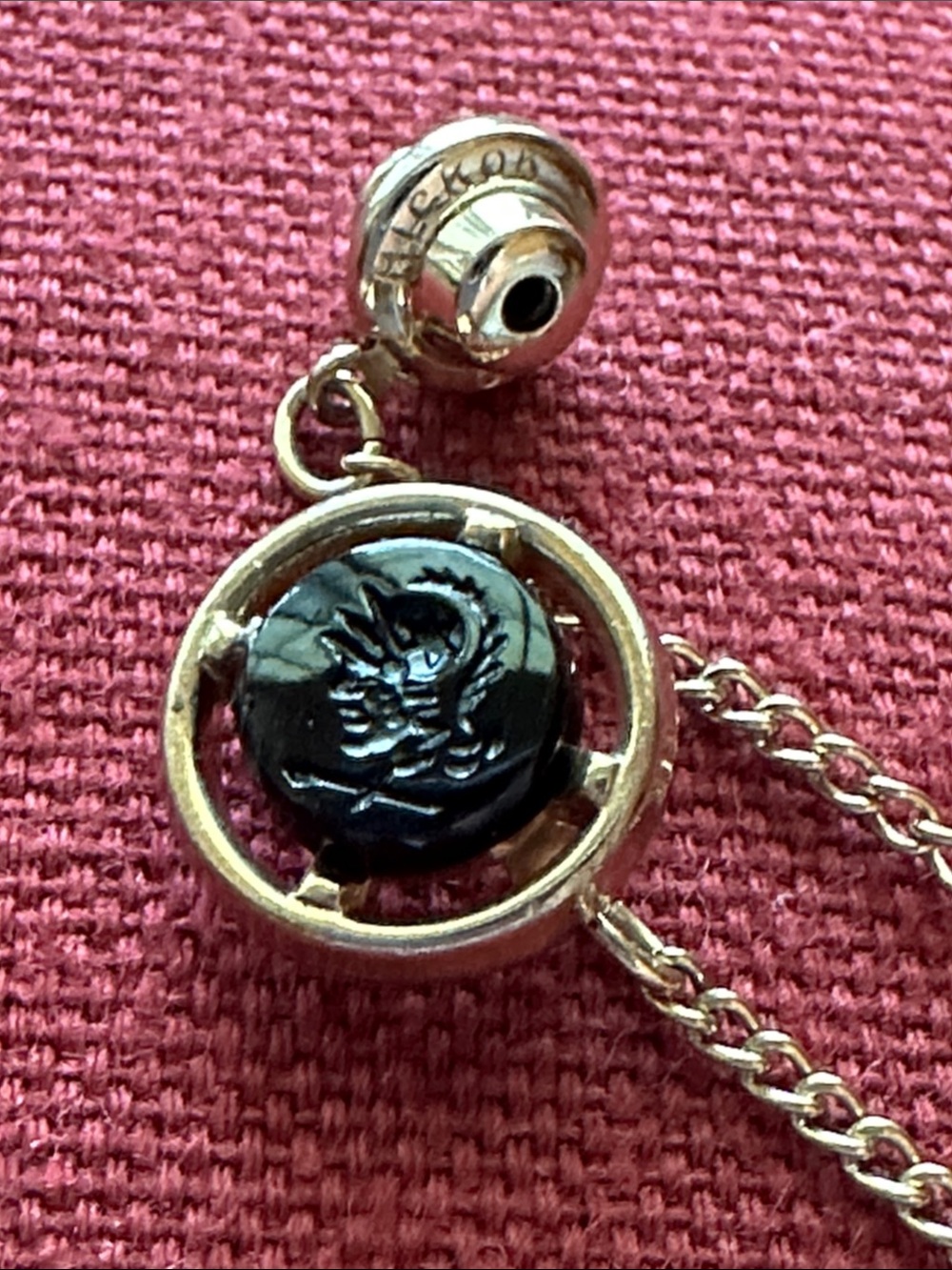 Vintage Hickok Tie Tack Onyx Stone with Trojan Soldier Embossed Made in USA GF
